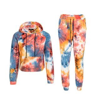 Women's Tie Dye French Terry- Jogger Hoodie Pants Set